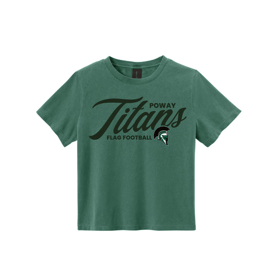 PHS Flag Football - Script Ladies Boxy Tee  (Washed Pine)